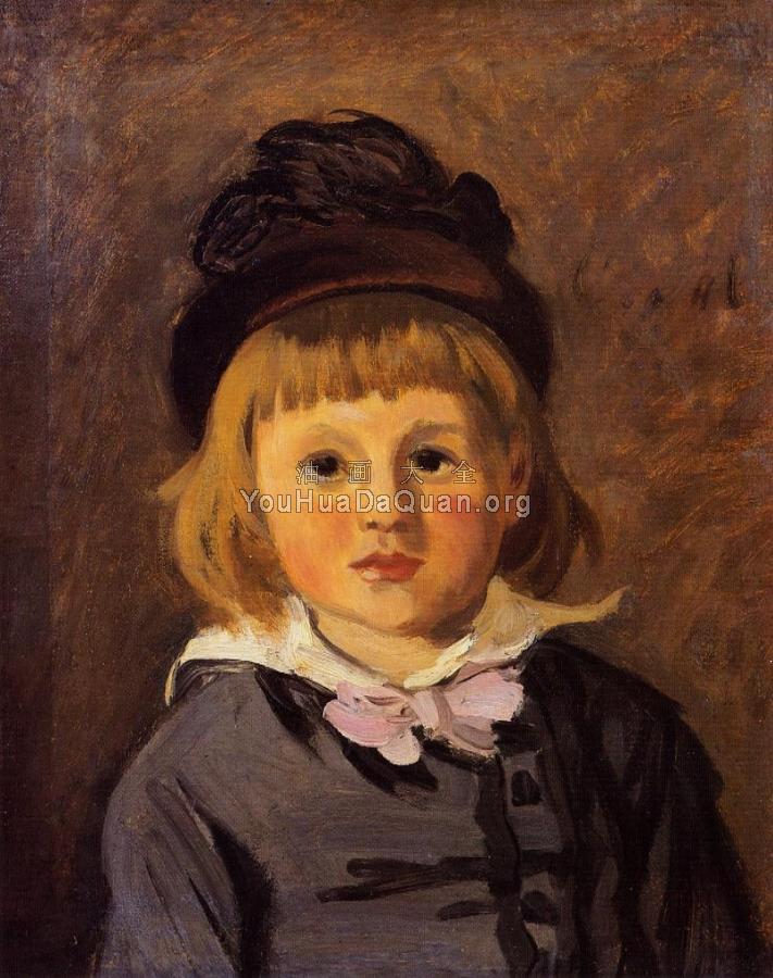Portrait of Jean Monet Wearing a Hat with a Pompom - 克劳德·莫奈